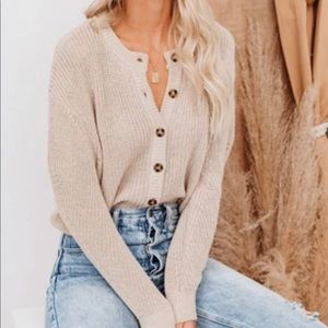 New Tan Vici cardigan-never been worn- size M
